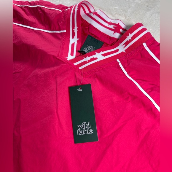NWT - Wild Fable - Berry Red Varsity Pullover Windbreaker Jacket - Lightweight - Picture 4 of 10